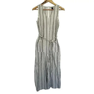 Universal Thread Wide Leg Cotton Jumpsuit Cream & Gray Striped Crop Size XS